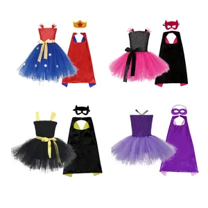 Kinderen Meisjes Superheld Kostuums Meisjes Tutu Jurk Met Spiderman Mantel Wonder Vrouw Held Cosplay Pak Voor Meisjes