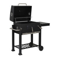 Barbecue au charbon de bois robuste pour l'extérieur, avec table latérale et roues, idéal pour les fêtes de famille dans le jardin ou la cour – Vente en gros usine