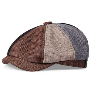 Berretto Ottagonale Vintage Britannico in Lino Stile <span class=keywords><strong>Peaky</strong></span> <span class=keywords><strong>Blinders</strong></span>, Cappello Newsboy Traspirante per Teste Grandi - Product Image 3