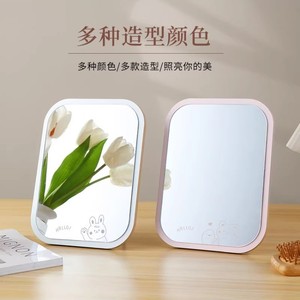 Desktop Makeup Mirror Round Wood Frame Glass Lens <b>Vanity</b> Mirror For Student Dormitory Tabletop Use - Product Image 2