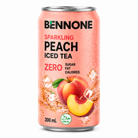 Lage suikergehalte, meerdere fruiten, perzik smaak, koolzuurhoudende ijsthee fles 300ml OEM aangepaste merk volledig voedselgecertificeerd gratis monster
