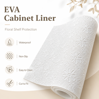 Tapis de protection pour tiroirs et étagères en EVA blanc gaufré à motifs floraux, antidérapant, imperméable, facile à découper, pour rangement de cuisine