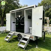 Remorque de toilettes mobiles de luxe GoEasy, toilettes portables avec station de lavage des mains à l'eau chaude