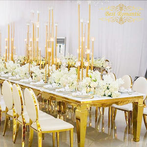 Sang trọng tiệc cưới địa điểm tổ chức vàng thép không gỉ hình chữ nhật bảng cho các sự kiện tiệc cưới - Product Image 6
