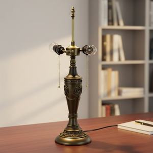 Lampe de bureau rétro Lovely Guy 16 pouces, base en résine, couleur café laiton, 110-240V, support d'ampoule E27, abat-jour en verre, pour la maison - Product Image 1