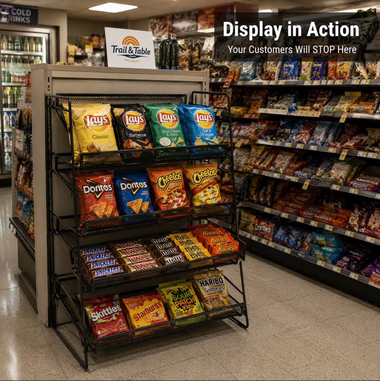 Custom Countertop Metal Wire Snack Display Rack Tiered Candy Impulse Buy Stand for Convenience Store Gas Station Checkout Counte — view 2