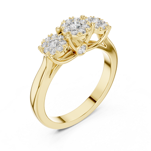 Anillo de Diamantes Dorado de Moda para Mujer, Aspecto Elegante y Brillante, Ideal para Bodas, Compromisos, Fiestas y Regalos - Product Image 2