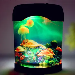 Led denizanası lamba başucu gece lambası renk değiştirme akvaryum rahatlatıcı ev dekor ışıkları lav lambası çocuk hediyeler/jellyfishlamp