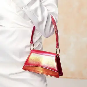 حقيبة يد نسائية على الموضة محفظة حقيبة يد جلدية PU بألوان متدرجة حقيبة كتف نسائية