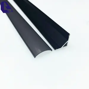 2019 New! 6063 black aluminum profile aluminum corner led profile all black led profile for led strip with black cover