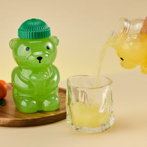 Nouvelle conception, gobelets en plastique en forme d'ours en peluche de 500 ml avec couvercle, <span class=keywords><strong>bouteille</strong></span> de boisson en plastique de 16 oz - Product Image 3