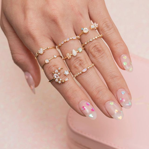 Anelli di placcatura in oro di moda semplice <span class=keywords><strong>argento</strong></span> micro pave cz ultimi anelli per le donne anelli di pietra opale bianco a fascia <span class=keywords><strong>sottile</strong></span> - Product Image 5