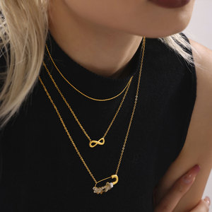 Collier personnalisé en acier inoxydable 316L plaqué or 14K 18K PVD, bijoux fins, collier à fermoir en forme de trombone avec pierres naturelles pour femmes - Product Image 4
