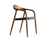 Chaise de salle à manger en bois massif de style nordique moderne, siège en cuir, chaises de salle à manger luxueuses pour restaurant, café, mobilier - Product Image 6
