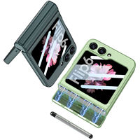 Casing ponsel Samsung, untuk Samsung Galaxy Z flip 5 z flip 6 casing ponsel magnetik engsel lipat semua termasuk kulit terasa PC dengan kotak pena