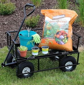 Wagon utilitaire chariot de jardin extérieur chariot de transport remorque 300 lb côtés amovibles métal acier maille fleur chariot camion brouette - Product Image 6