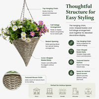 Panier suspendu avec arrangement floral artificiel de marguerites violettes et de verdure pour balcon, jardin, hôtel, mariage, maison, décoration extérieure
