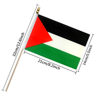 Expédition rapide, nouveau drapeau palestinien miniature en polyester 100% avec bâton en bois, double face, pour les sports, les défilés, les fêtes et les festivals