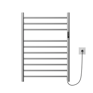 Sèche-<span class=keywords><strong>serviettes</strong></span> électrique mural en acier inoxydable noir double finition chromée pour salle de bain - Product Image 3
