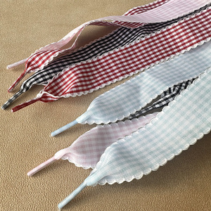 Tùy Chỉnh 2.5Cm Rộng Ballet-Phong Cách Ren-Cắt Kẻ Sô Sneaker Ren Phẳng Polyester Thời Trang Trang Trí Dây Giày Cặp - Product Image 1