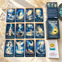 Cartes de Tarot Célestes Personnalisées en Gros, Jeu de 78 Cartes Galaxie Cosmique avec Guide, Papier 400GSM, Portable, Écologique, OEM ODM