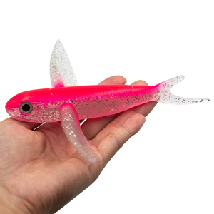 Leurre <span class=keywords><strong>de</strong></span> pêche Sailfish, poisson volant rose, corps souple brillant, ailerons, ailes, queue, 17 cm/21 cm, eau <span class=keywords><strong>de</strong></span> mer salée, gros gibier, appât, équipement <span class=keywords><strong>de</strong></span> pêche, leurre <span class=keywords><strong>de</strong></span> pêche - Product Image 1