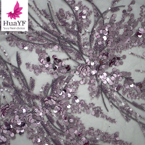 HY2181-5 Pizzo Francese <span class=keywords><strong>Rosa</strong></span> Polvere con Perline 3D e Paillettes, Tessuto in Pizzo Ricamato con Fiori - Product Image 2