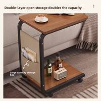 Table d'appoint en forme de C la plus populaire, table d'appoint d'angle en bois de luxe avec roulettes pour salon