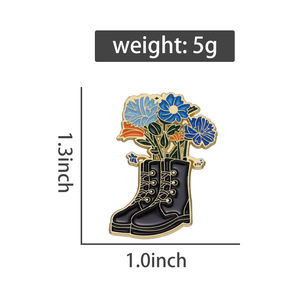 Zapatos creativos flores botas esmalte alfileres divertido planta en maceta solapa insignia broches ropa joyería accesorios Pin para mochila - Product Image 6