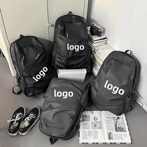 Sac à dos scolaire personnalisé avec logo imprimé, tendance, simple, décontracté, pour garçon, grande taille, sac à dos scolaire <span class=keywords><strong>noir</strong></span>, imperméable, pour voyage - Product Image 1