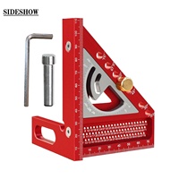 Équerre de marquage triangulaire 2-en-1 en aluminium pour le travail du bois avec broches de positionnement d'angle et broches à tenon, équerre d'angle pour le travail du bois