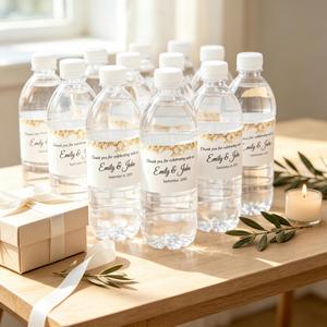 Custom Wedding Thank Water Bottle Labels, <b>Personalized</b> Vinyl Labels <b>Sticker</b>, Wedding/Engagement Favors, Anniversary Present - Product Image 2