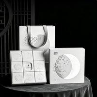 Boîte Cadeau Luxe Personnalisée pour Gâteaux de Lune, en Carton Rigide Blanc Mat avec Fenêtre Découpée et Logo en Feuille d'Argent, pour le Festival de la Mi-Automne, 2cm