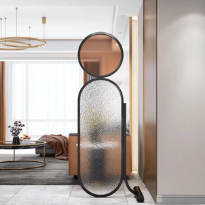 Divisor de Habitaciones Plegable Fijo de Acero Inoxidable y Vidrio de Diseño Moderno y Lujoso, Partición Multifuncional para Sala de Estar y Dormitorio - Product Image 2