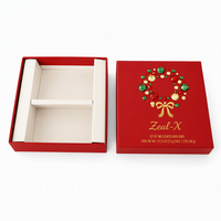 Boîte rigide rouge de Noël avec logo personnalisé pour l'emballage de barres de bain parfumées, boîte cadeau de luxe avec couvercle et base, avec séparateur en carton