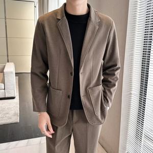 Costume décontracté en laine épaisse pour homme, tendance automne-hiver, coupe slim - Product Image 4