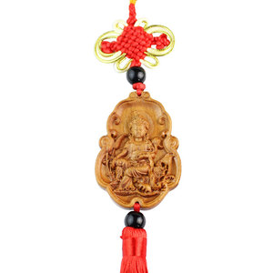 Colgante de madera de durazno Guanyin, adorno para coche, decoración religiosa para templo, regalo para hombres y mujeres - Product Image 4