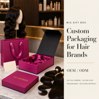 Boîte d'emballage pliable pour perruques, pour salon de coiffure, présentation en magasin, logo personnalisé en usine, vente en gros