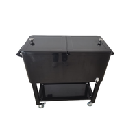 Coffre à glace extérieur détachable pour patio roulant en métal avec roues et étagère