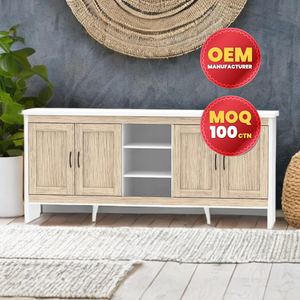 Gabinete de madera de 4 puertas de estilo moderno duradero, 2 estantes, tamaño personalizado para muebles para el hogar, sala de estar, cocina, OEM directo de Malasia - Product Image 1