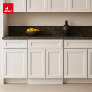Gabinetes de <span class=keywords><strong>Cocina</strong></span> Dobles Estilo Shaker de <span class=keywords><strong>Madera</strong></span> Maciza con Acabado Pintado en Color Crema Francés, con <span class=keywords><strong>Encimera</strong></span> Integrada de Mármol Natural - Product Image 3