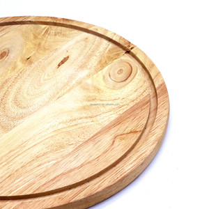 Planche <span class=keywords><strong>à</strong></span> découper réversible en bois de caoutchouc Yangjiang, grande et ronde, avec rainure pour les jus, pour <span class=keywords><strong>plateau</strong></span> de service de cuisine - Product Image 4