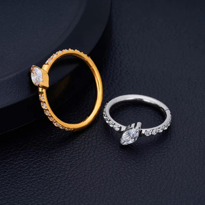 Anneau de nez en titane F136, boucle fermée, or, argent, opale, cristal, bijoux de piercing pour oreille, nez, cartilage - Product Image 3