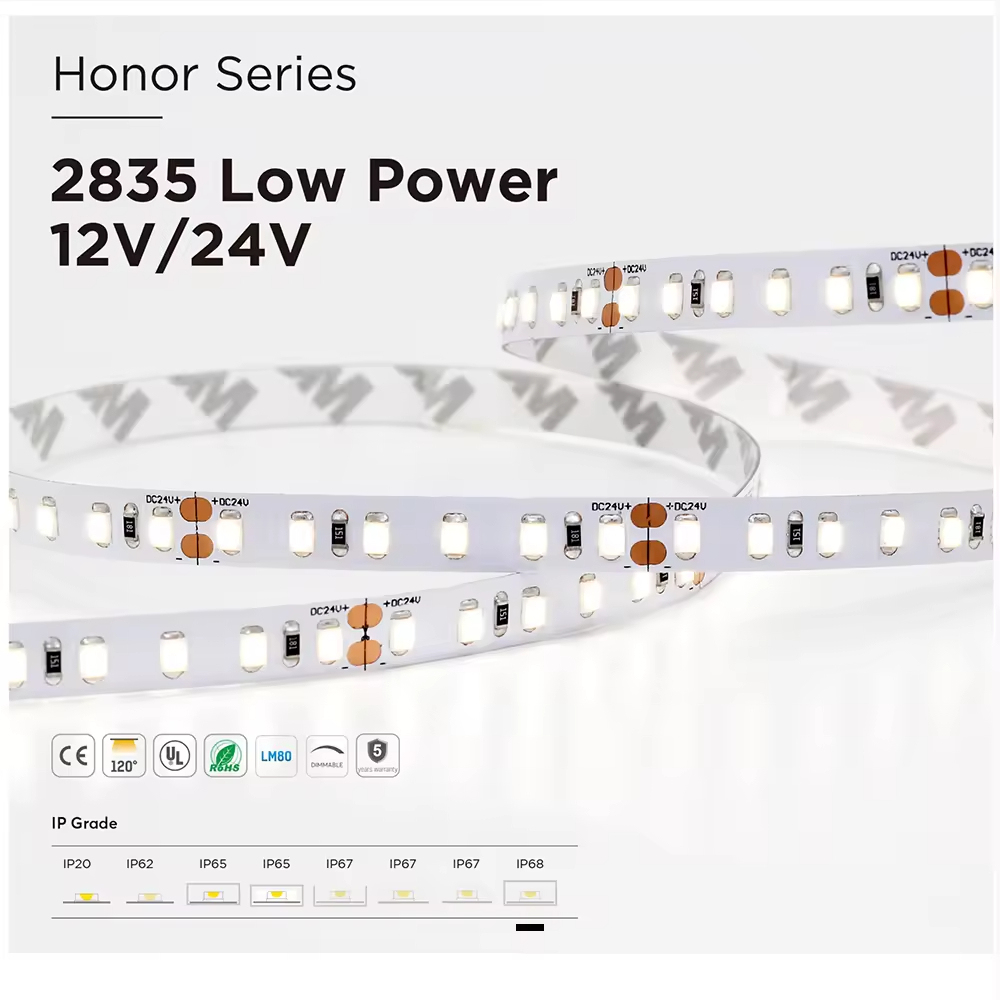 IP20 6000K Ra80 2835 Top LEDs 140 LEDs/m 12V Dimmable Strip Lights for Hotels Stock Available Auto CAD Layout Copper