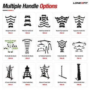 Juego de 8 piezas de accesorios de cable con agarre estilo MAG de acero, manijas para dominadas y <span class=keywords><strong>remo</strong></span> bajo, recubiertas de goma, resistentes y de alta resistencia para gimnasios comerciales - Product Image 6