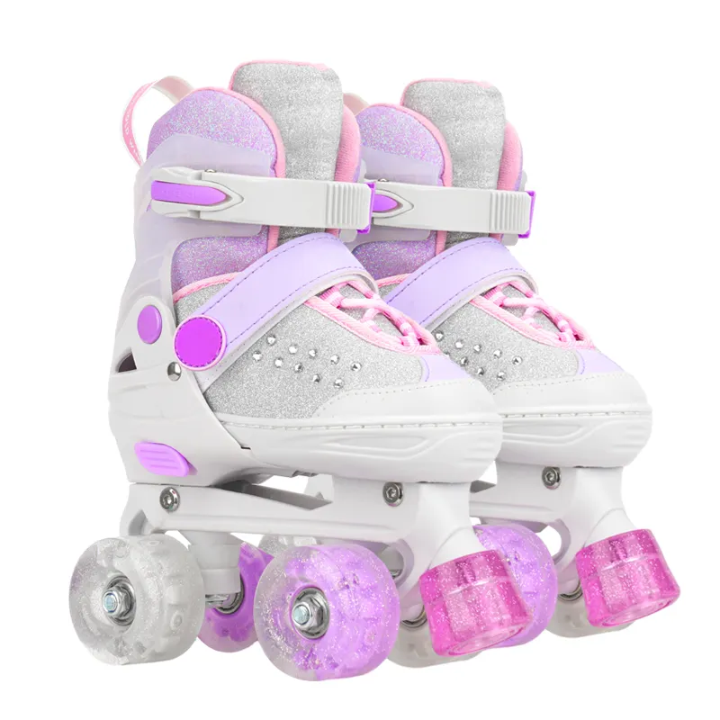 Aisamstar, venta al por mayor, patines de ruedas de alta calidad con Flash Safety Sales Kick Pink, patín de ruedas de 4 ruedas