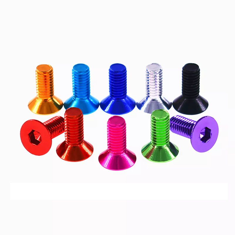 Customized Durable Aluminum Hex Socket Flat Head Countersunk Yellow Anodized Colorful Screws for DIY Projects Electronics