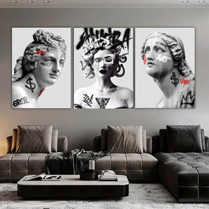 HAOWAI-Statue de graffiti sur support en bois, 3 pièces, motif pour le bureau, cadeau parfait, décoration murale, OEM/ODM - Product Image 4