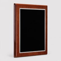 Plaque en bois de noyer brillant avec plaque en métal noir et bordure dorée, gravure personnalisée, trophée de récompense pour l'honneur et les réalisations