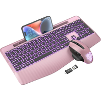 Kablosuz Ergonomik RGB Arkadan Aydınlatmalı Programlanabilir Multimedya Tuşları Dahili 11 inç Telefon Tablet Yuvası 2.4G Tam Boyutlu Mouse 4 Seviye